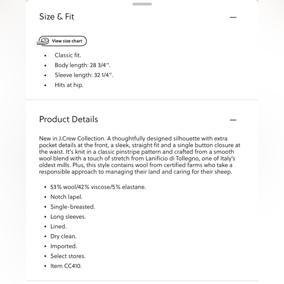 J Crew Collection Vivienne pinstripe navy blazer in Italian wool - Picture 7 of 12